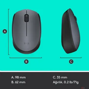 Logitech M170 USB Alıcılı Kablosuz Mouse - Gri Satın Al